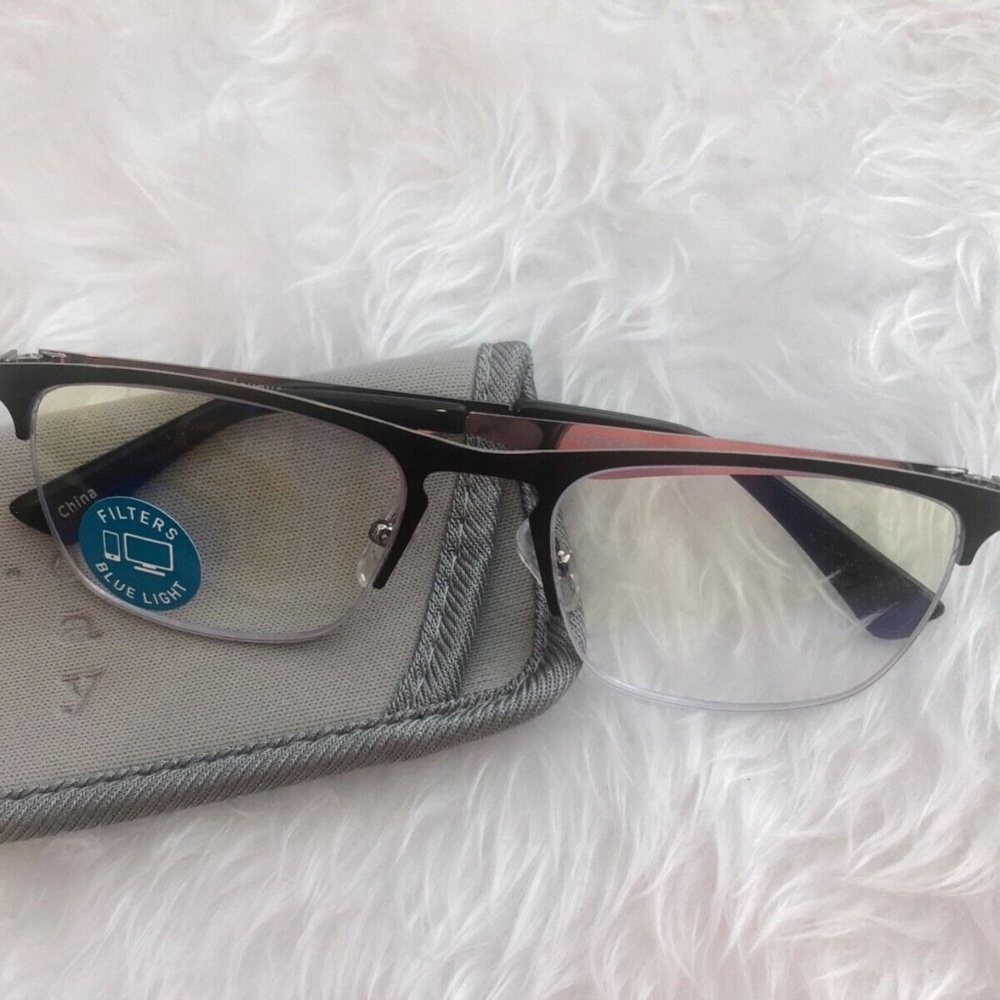 A New Day Women's Oval Blue Light Filtering Reading Glasses W/Soft Case +200